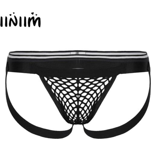 Mens Low-waisted Novelty Sissy Gay Fishnet T-back Briefs Lingerie Panties Sexy Underwear Underpants Open Butt G-string Thongs