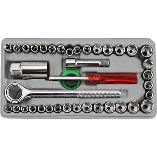 40pcs/set Carbon Steel Combination Set Wrench Socket Spanner Screwdriver Household Motorcycle Car Repair Tool Car Accessories