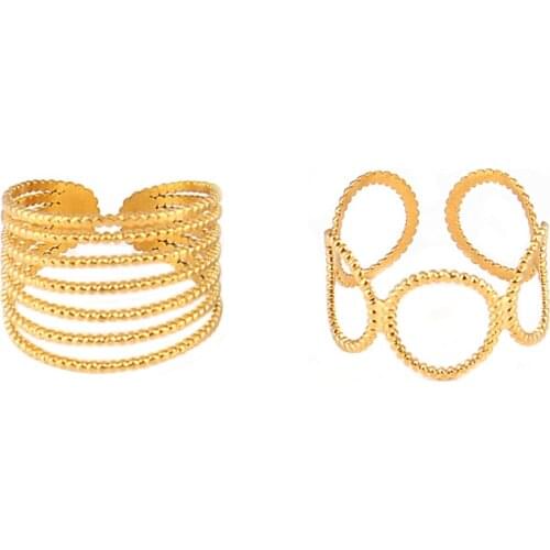 Stainless Steel Rings For Women Geometric Multi Layer Ring Rings Open Finger Rings Hollow Circle Round Rings Womens Jewelry