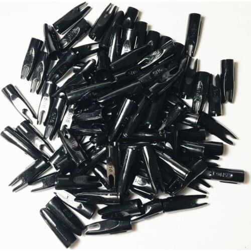 OBAADTF 100 pcs ID 5/16" Black Cone Archery Arrow Hunting Arrows Nocks Plastic Outwear Arrow Tail Used For OD 8mm Wooden Arrow