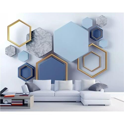Beibehang Custom size wall papers home decor Three-dimensional modern minimalist geometric marble mosaic TV background wallpaper