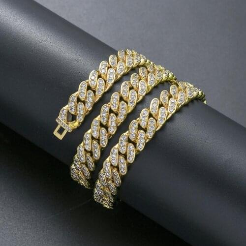 New 13mm Fashion Miami Cuban Necklace Full Iced Out Cubic Zirconia Necklace Hip Hop Rapper Rock Jewelry Gift