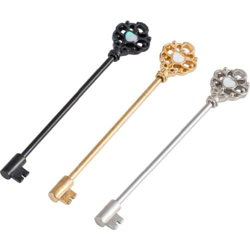 Lot 10pcs Free Shippment Industrial Barbell Heart & Key with Opalite Ear Long Barbells Ear Piercing 38MM Gold/Sliver/Black