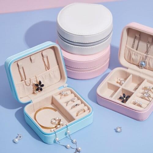 New Zippered Jewelry Box Portable Eearring Ring Necklace Storage Travel Display Holder Girls Gift