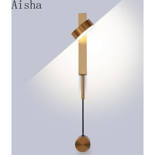 Led Indoor Wall Lamps Rotation Dimming Switch Led Wall Light Modern Stai Wall Deco Wall Sconce Livingroom Golden Led Luminaire