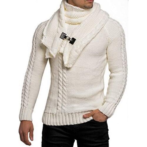 Sweater men brand cardigan slim casual sweater men horn button sweater pullover thick turtleneck sweater new