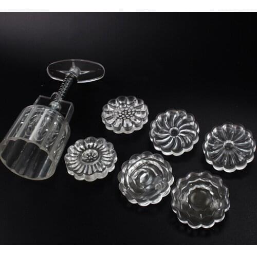 1SET Crystal Rose Mooncake Mold Set Hand Pressure Fondant Moon Cake Pastry Mould Baking Moulds Home Kitchen Accessories XB 125