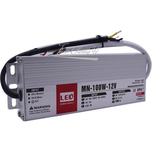 1PCS LED ultra-thin power supply IP67 waterproof DC12V to 90-275V transformer outdoor 100W 8.3A LED driver for LED strip Light