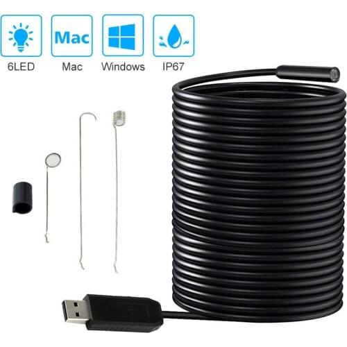 20M USB Endoscope 8MM Fish Finder Inspection Camera 5MP Sewer Borescope IP67 Underwater Ice Fishing Tool for PC Windows Computer