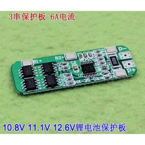 3 string 12V 18650 lithium battery protection board 10.8V 11.1V 12.6v anti-overcharge 6A current
