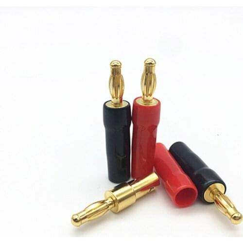 4pcs Soft Plastic Gold-plated Pure Copper 4MM Banana Plug Speaker Amplifier Audio Binding Post Solder-free Audio Plug