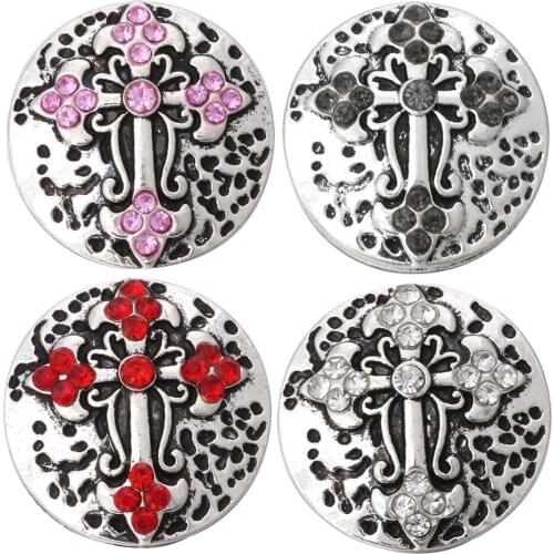 5pcs/lot New Snap Button Jewelry High Quality Flower Cross 18mm Metal Snap Buttons DIY Charms Snap Jewelry for Women