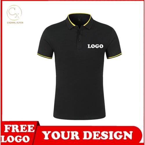 7 colors for men and women in summer can wear casual lapel short-sleeve POLO shirt custom LOGO printing DIY brand text
