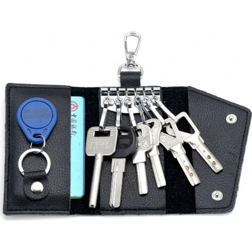 Genuine Leather Keychain Men Key Holder Organizer Hasp Pouch Women Car Key Wallet Housekeeper Card Case Bag For Female