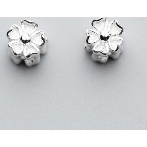 925 Sterling Silver Pretty Flower Spacer Beads 6x5mm Decoration Earrings Bracelets Charm Beads DIY Women Jewelry Making Findings