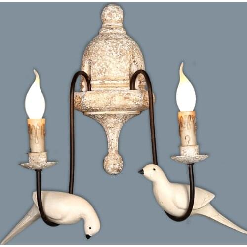 Wooden wall lamp, lamp, wrought iron bird do old restoring ancient ways is the sitting room, bedroom