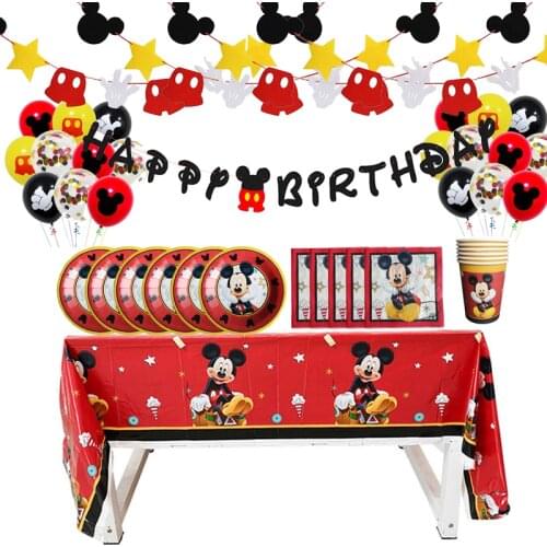 Disney Cartoon Mickey Mouse Theme Cutlery Kids Party Decoration Birthday Party Baby Bath Cup Plate Party Supplies Dinner sets