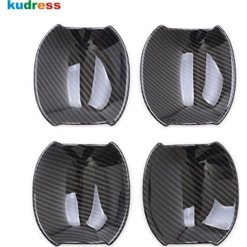 For Jaguar XE XF 2017 2018 2019 Carbon Fiber Car Door Handle Bowl Cup Cover Trim Frame Sticker Styling Exterior Accessories