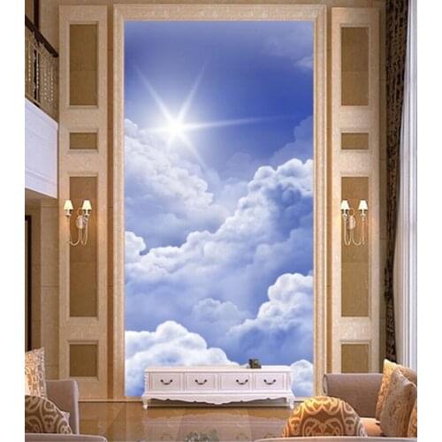 Custom photo mural wallpaper,The sky white clouds the sunshine wallpaper,living room sofa TV background bedroom papel de parede