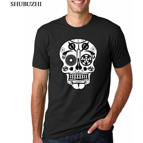 Funny Skull design BMX biker parts T Shirt Men Bicycle Cycling fittings t-shirt MTB Rider teeshirt perfect graphic adult apparel