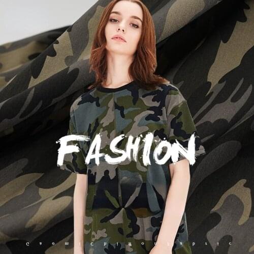 Printing Cotton Fabric for Sewing Clothes Knitted Fabrics for Dress Short Sleeve T-shirt DIY Manual Needlework Camouflage Cloth