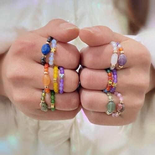 Friendship Rings With Stones Girls Accessories Female Gift Decorations For Girls Heart Boho Jewelry For Women Natural Stone Ring