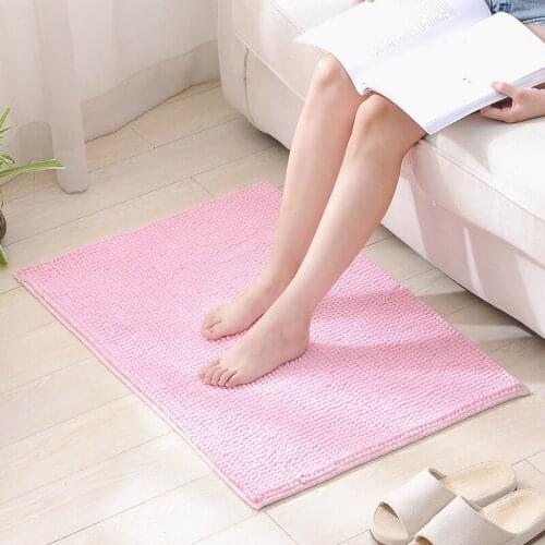 Home entrance bathroom floor mat bathroom anti slip mat chenille short hair water absorption bathroom moisture-proof floor mat