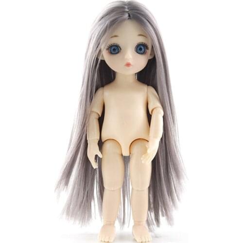 New Mini 16cm BJD Doll Naked Nude Baby Body 13 Movable Jointed 3D Realistic Eyes Fashion Dolls For Girls Birthday Present