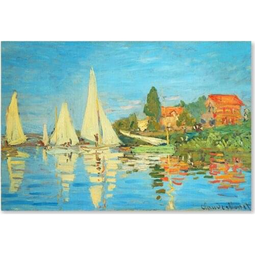 Monet Abstract Canvas Painting Posters and Prints Regatta At Argenteuil Wall Canvas Art Home Decor Landscape Art Impressionism