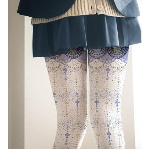 NEW sunmer sweet lovely Japanese lolita girls Velvet tights 80D vintage Starry sky print blue Pantyhose Stockings HR