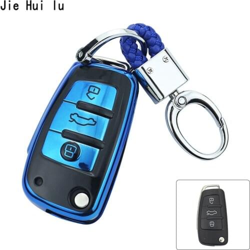 New Soft TPU Car Remote Key Case Cover Protective Shell For A3 A4 A5 C5 C6 8L 8P B6 B7 B8 C6 RS3 Q3 Q7 TT 8L 8V S3 Key Chain