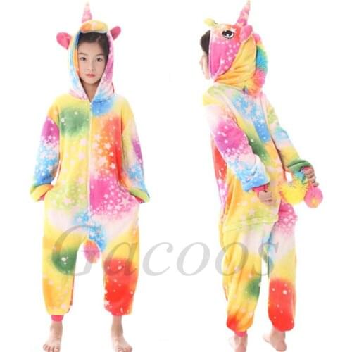 Pajamas Unicorn Baby Onesies for Girls Kigurumi Stitch Sleepwear Kids BoysWinter Flannel Homewear 2021 Casual Childrens Pajamas