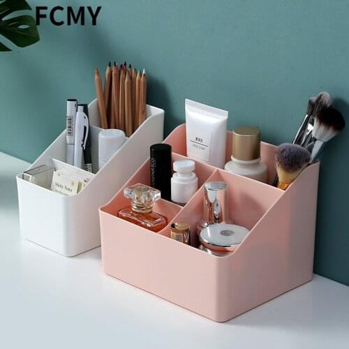 Plastic Desktop Sundries Storage Makeup Organizer Cosmetic Makeup Brush Storage Case Home Office Bathroom Storage Pencil Case
