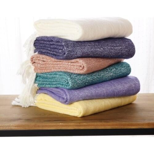 Battilo Brushed Weave Throw Blanket - Soft Lightweight Cozy for Bed Couch Fringe Decorative Mohair Throw Blankets, 50"x60"
