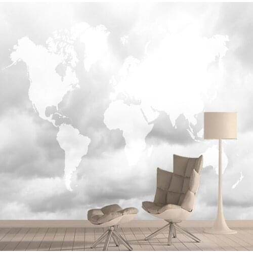 Custom Size World Map Custom Sky Cloud Wallpaper for Living Room Kids Home Decor 3d Relief House Wall Peel and Stick Murals Roll