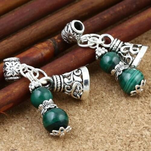 S925 Sterling Silver DIY Thai Crystal Accessories Handmade Malachite Small Gourd Bracelet Pendant Wholesale Bulk