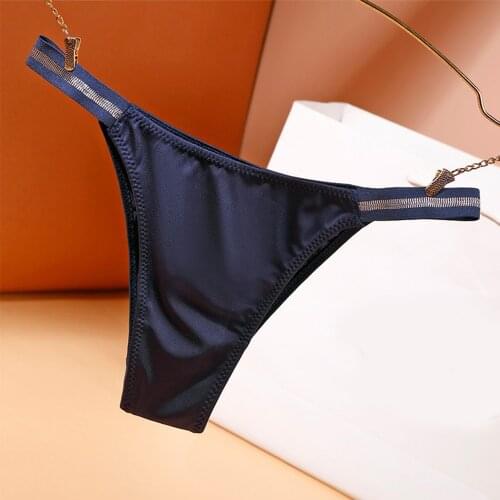 Sexy Comfort Women Silky Panties Tempting Thin Thong Ice Silk Underwear Low-rise Bikini Lingerie Girls Breathable Underpants