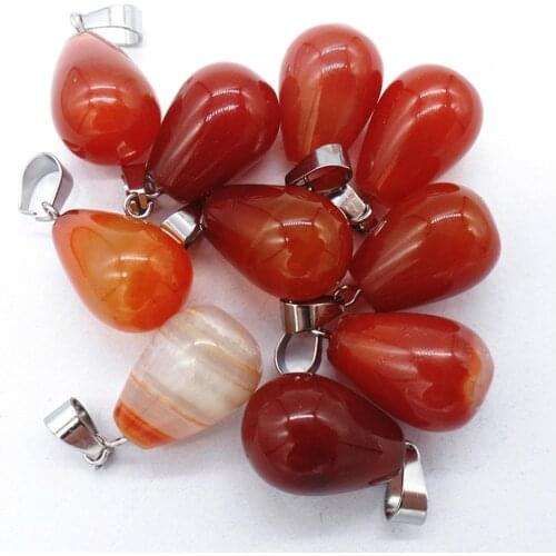 50Pcs 18x13mm Wholesale Natural Red Agate Teardrop Pendant Bead DIY Earrings Handmade Jewelry Accessories S703
