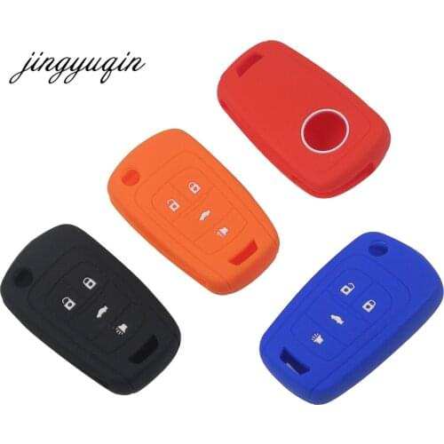 Jingyuqin 4BTN Silicone Key Case for VAUXHALL OPEL Insignia Astra J Zafira C Mokka for Buick Chevrolet Car Key Fob Cover Housing