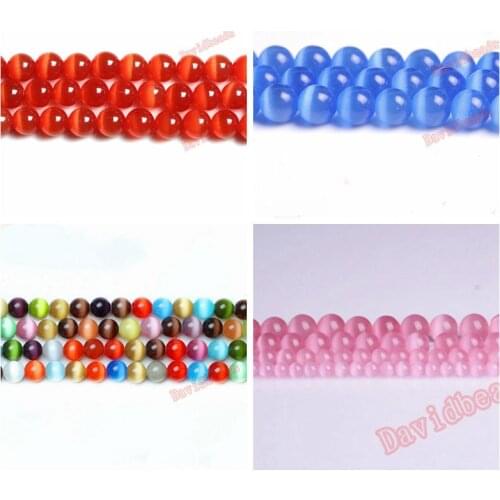 Fctory Price Mixed Pink Blue Orange Red Opal Cat Eye Beads Loose Spacer Stone Strand 6mm 8mm 10mm 12mm For Jewelry Making DIY