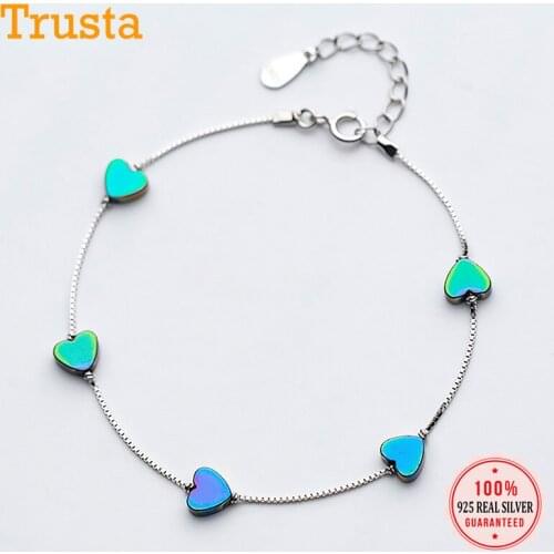 Trustdavis Real 925 Sterling Silver Fashion Romantic Heart Love Chain Bracelet For Women Wedding Party Fine S925 Jewelry DA1577
