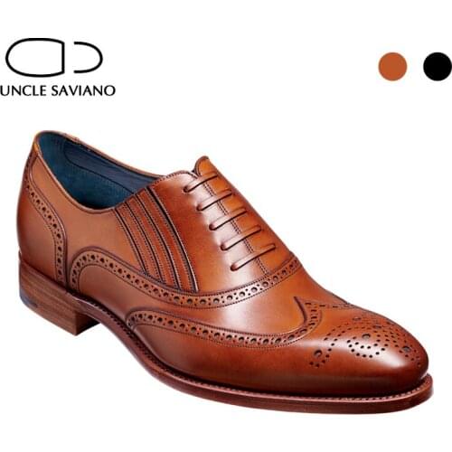 Uncle Saviano Oxford Brogue Dress Shoes for Men Wedding Man Shoe Original Designer Luxury Genuine Leather Handmade Men Shoes