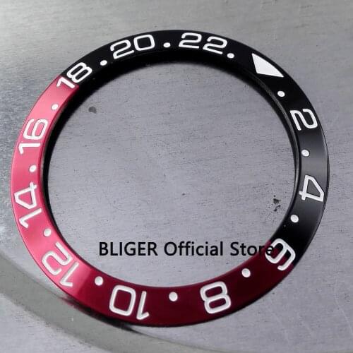 High quality 38mm black red aluminum bezel with white marks fit autommati 40mm watch case mens bezel BB6