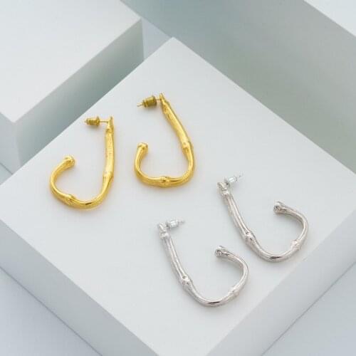 Earrings Bamboo Earrings women irregular temperament retro bamboo texture earrings earrings