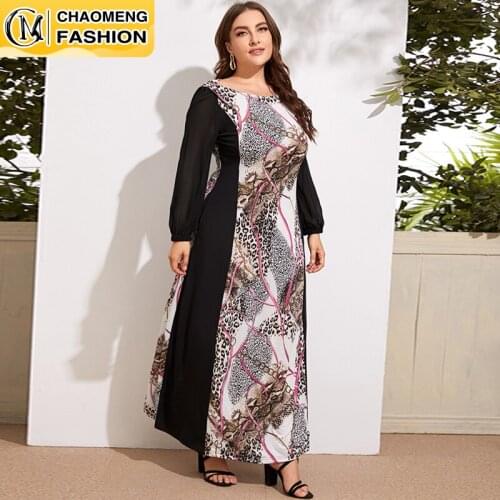 2021 Womens Summer New Style Bohemian Fashion Print Stitching Dress Islamic Turkey Long Skirt Dubai Middle East Fashion Ladies