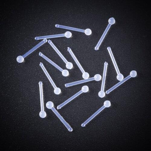 10-100pcs Clear Nose Ring Acrylic Nostril Screw Nose Piercing Straight Flexible Prevent Allergy Nariz Bone Stud Body Jewelry 20G