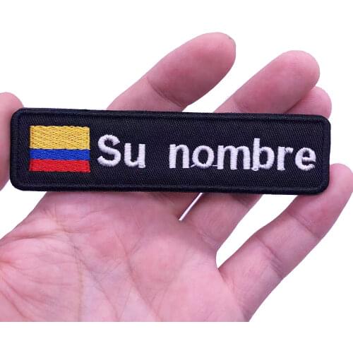 Colombian flag Colombia 10X2.5cm Embroidery Custom Name Text Patch Stripes badge Iron On Or Velcro Backing Patches For Clothes