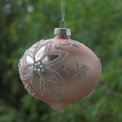12pcs/pack Diameter=8cm Pink Series Onion Shaped Hanging Glass Pendant Christmas Tree Decoration Festival Wedding Friend Gift