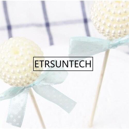 200pcs Handmade Pearl Happy Birthday Cake Decoration Cake Flags Wedding Party Cake Plug-in Banner Decoration Flag