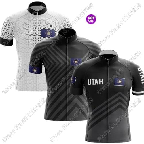 2021 Utah State Cycling Jersey Short Sleeve Summer USA Cycling Clothing Road Bike Shirts Bicycle Tops MTB Wear Uniform Maillot